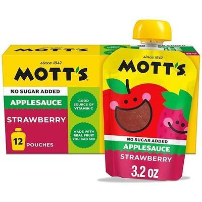 Mott's No Sugar Added Strawberry Applesauce, 3.2 oz clear pouches, 12 count