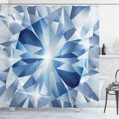 Ambesonne Diamonds Shower Curtain, Sharp Shaded Group of Frozen Diamond with Patterns Image Print, Cloth Fabric Bathroom Decor Set with Hooks, 69" W x 75" L, Blue Grey