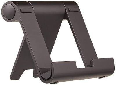 Amazon Basics Multi-Angle Portable Foldable Stand for iPad Tablet, E-reader and Phone, Sturdy Hands-Free Viewing, Black