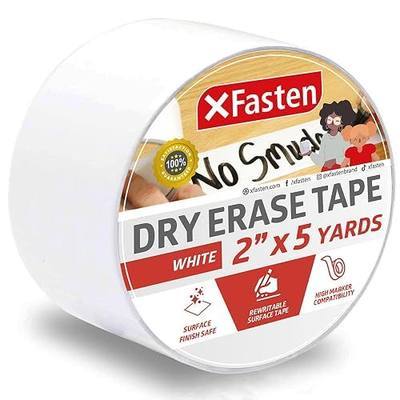 XFasten Dry Erase Tape White 2-Inch x 15-Feet Zero Smudging Ghosting-Free Whiteboard Tape, Reusable Dry Erase Labels for Storage Bins, Sentence Strips for Teachers