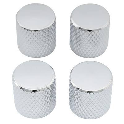 Musiclily Metric 6mm Metal Guitar Flat Top Dome Knobs Volume Tone Control Knobs for Fender Telecaster Tele Electric Guitar Precision Bass, Chrome(4 Pcs)