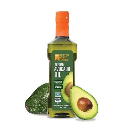 BetterBody Foods Refined Avocado Oil, Non-GMO Cooking Oil, Kosher, Keto and Paleo Diet Friendly, Frying, Baking, 500 mL, 16.9 Fl Oz