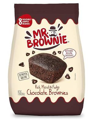 Mr. Brownie Chocolate Brownies | 8 Individually Wrapped Brownie Bites | Snack Packs for Kids & Adults | Real Belgian Chocolate