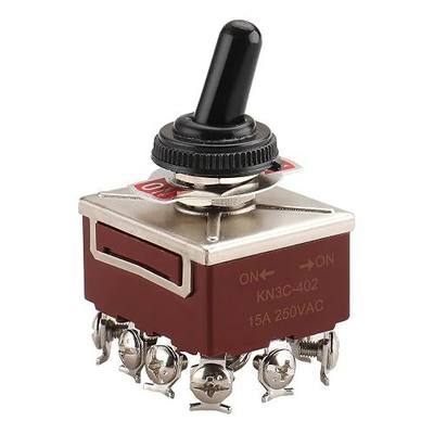 BAOMAIN Toggle Switch 4PDT ON/ON, 12 Pin 4 Pole 2 Position Heavy Duty 15A 380V/250VAC Toggle Switch with Waterproof Boot, Marine Switch for Boat Industrial CNC, KN3C-402