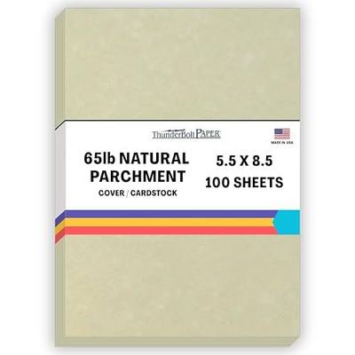 100 Natural Parchment 65lb Cover Paper Sheets 5.5" X 8.5" (5.5X8.5 Inches) Half Letter | Statement Size - Printable Old Parchment Semblance