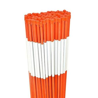 Driveway Marker, Snow Stakes, Plow Stakes, Reflective Tape, 5/16" Diameter x 48", Fiberglass, Orange, 20 Pack