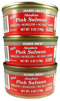 Wild Alaskan Salmon, Skinless Boneless (Pack of 3), 6 oz Can, No Salt Added - Trader Joe's