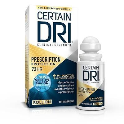 Certain Dri Prescription Strength Clinical Antiperspirant Roll-On - 72-Hour Sweat & Odor Protection for Excessive Sweating & Hyperhidrosis - 15% Aluminum Chloride - Fragrance-Free - 1.2 fl oz