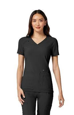 Cherokee Iflex Women's Medical Scrub Top V-Neck Knit Panel 4 Pockets | Crosshatch Dobby, 360° Stretch, Moisture Wicking, Princess Seams, Easy Care For Long Shifts, Built for Medical Professionals