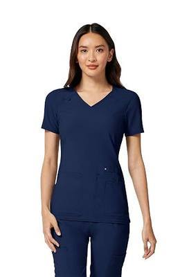 Cherokee Iflex Women's Medical Scrub Top V-Neck Knit Panel 4 Pockets | Crosshatch Dobby, 360° Stretch, Moisture Wicking, Princess Seams, Easy Care For Long Shifts, Built for Medical Professionals