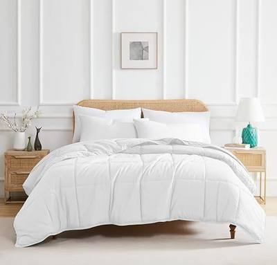 Southshore Fine Living, Inc. White Comforter King Size, Cozy Duvet Insert California King, Pet Hair Resistant Bedding, Easy Care Oversized Down-Alternative Comforter Bedding, Bright White Comforters