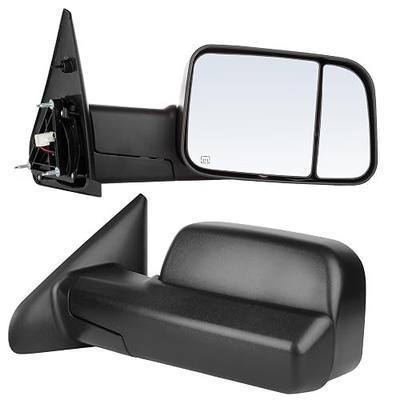 ECCPP Pair Tow Mirrors Fit For Dodge For Ram 1500 2500 3500 2002-2008 Truck | Large Lens Power Adjust, Manual Folding and Flip Up, No Turn Signal, Black Textured, Driver and Passenger Side Mirrors