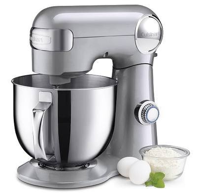 Cuisinart Stand Mixer, 12 Speeds, 5.5-Quart Mixing Bowl, Chef's Whisk, Flat Mixing Paddle, Dough Hook, and Splash Guard with Pour Spout, Silver Lining, SM-50BCNAS, Silver Lining | SM-50BCNAS, stand mixer includes whisk, paddle, dough hook, splash guard with pour spout & 12 speeds for various prep ta