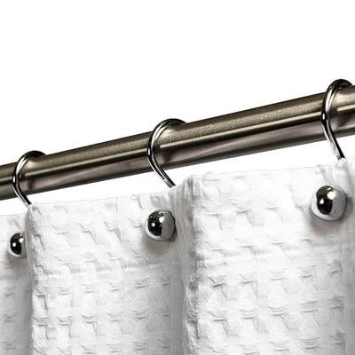 Luxury S Shower Curtain Hooks (12-Pack) Hotel Quality Silver Chrome Finish | Bathroom Accessories | Non-Slip Ball End | Easy to Hang