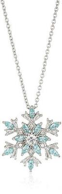 Amazon Collection Platinum Plated Sterling Silver Snowflake Pendant Necklace set with Frosty Mint Swarovski Zirconia (1.5 cttw)