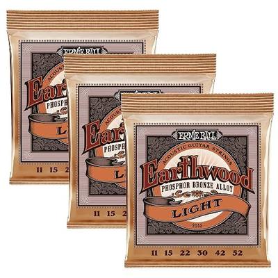 Ernie Ball Earthwood Light Phosphor Bronze Acoustic Guitar Strings 3-pack, 11-52 Gauge (P03448)