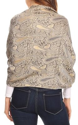 Sakkas Kalin Long Wide Paisley Design Woven Pashmina Shawl Scarf Wrap Stole