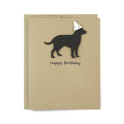 Black Labrador Retriever Birthday Card | Black Lab Dog Theme Pet Greeting Cards | Confetti Party Hat