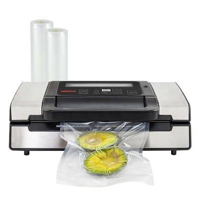 Nesco Deluxe Food VS-12 Vacuum Sealer, 130 Watts, Kit Bags & Viewing Lid, Compact, Silver
