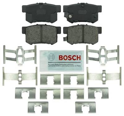BOSCH BE537H Blue Ceramic Disc Brake Pad Set With Hardware - Compatible With Select Acura CL, CSX, ILX, RSX, TL, TSX, Vigor; Honda Accord, Civic, CR-Z, Prelude, S2000; Suzuki Kizashi, SX4; REAR