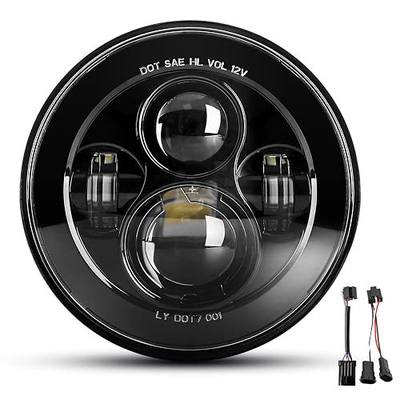Dot Approved 7Inch Black LED Headlight Compatible with Motorcycle Tour,FLD,Softail Heritage,Street Glide,Road King,Electra Glide,Yamaha V-Star Road Star Wrangler