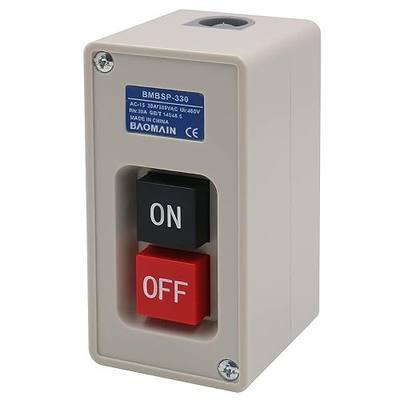 BAOMAIN 3-Phase 30A Motor Starter Switch,Self-Locking,Plastic Case | 3-Pole self-locking waterproof 220V/240V On/Off Industrial switch Power push button for CNC and pumps,BMBSP-330/TBSP-330