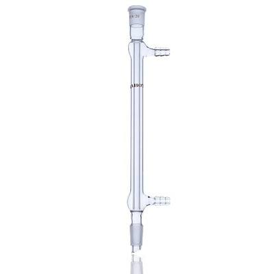 Laboy Glass West Condenser with 14/20 Standard Taper Joints, 190mm Jacket Length, Borosilicate 3.3 Lab Glassware with 8mm Glass Hose Connections