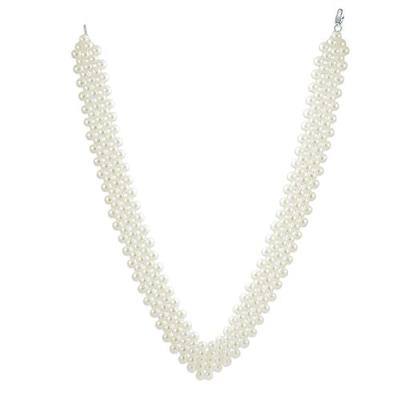 Bridal Multi Strand Wide Faux White Pearl Statement Choker Necklace