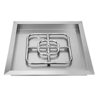 onlyfire 18" Square Fire Pit Burner Pan with Square Burner Ring, 92,000 BTU | 304 Stainless Steel Drop-in Gas Fire Pit Insert for Natural Gas & Propane, Square Flame Pattern for DIY Fire Table