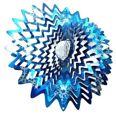 Whirligig 3D Wind Spinner Hand Painted Stainless Crystal Splash Star (12" Inch, Multi Color)