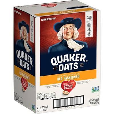 Quaker Old Fashioned Rolled Oats, Non GMO Project Verified, Two 64oz Bags in Box, 90 Servings, 4 Pound (Pack of 2)