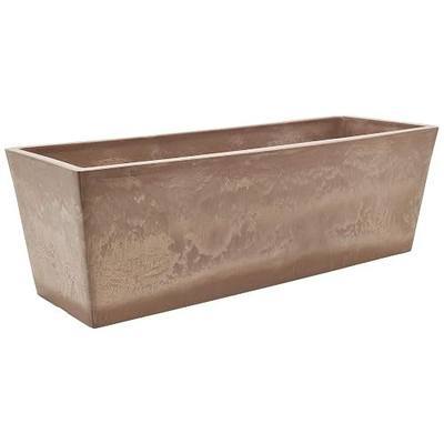 Arcadia Garden Products U65TP Plastic/Stone/Wood Composite Simplicity Window Box, No Drainage Hole (Drillable), Wide Tapered Planter, Patio Plant Container, Indoor Outdoor Planter, 25.5" x 9, Taupe