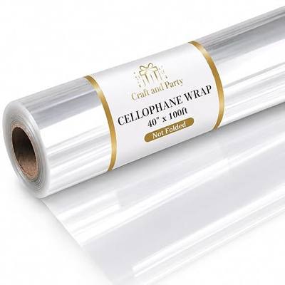 Craft And Party Clear Cellophane Wrap Roll, 40" X 100ft Cellophane, Gift Wrap Roll - Not Folded