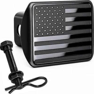 2" American Flag Stainless Steel Hitch Cover Black | Heavy-Duty Metal Construction, Includes Anti-Rattle Stainless Steel Pin Bolt, Fits 2" Receivers