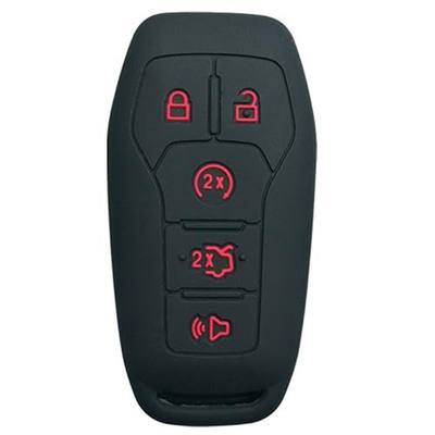 Silicone Key Fob Cover Case Skin Jacket for Ford F-150 Lincoln Fusion MKZ Mustang MKC 5 Buttons Smart Key Black