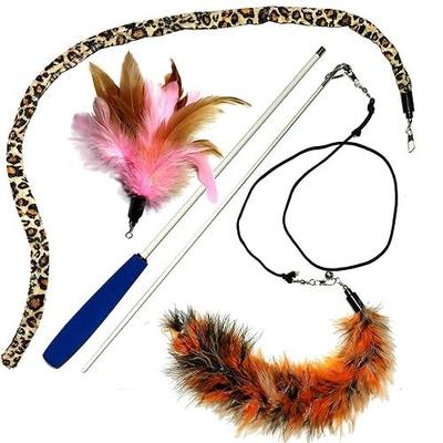 3 Feather Dual Rod Wand CAT Toy