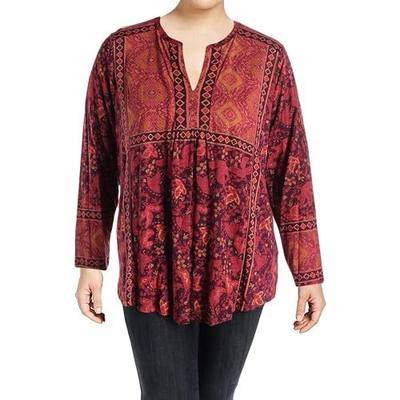 Lucky Brand Women's Plus Size Border Print Top