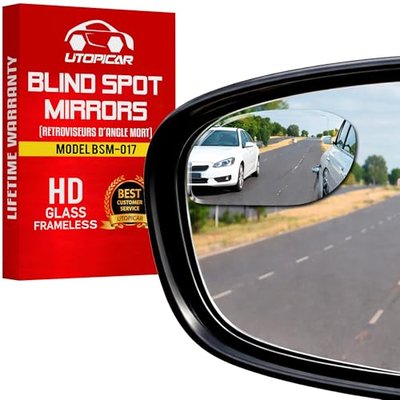Blind Spot Convex Car Mirror - Rearview Accessories for Car Interior - Automotive Blindspot Mirrors for Larger Image and Improved Traffic Safety (2-Pack)