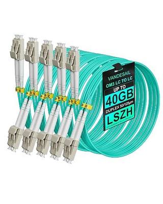 Individually Tested LC to LC Fiber Patch Cable | OM3 Multimode Duplex 50/125um 10G/40G Optical Fiber Jumper, LSZH for SFP+ Transceivers Data Center 2M6FT 5Pack