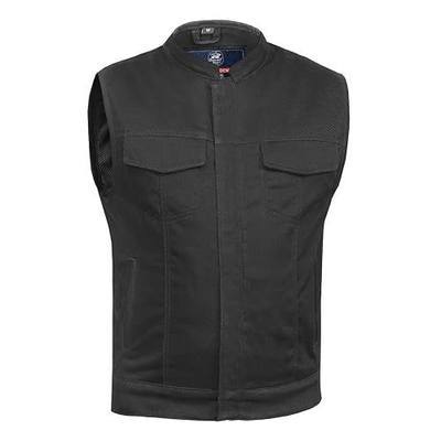 Daniel Smart Men Denim Vest Scoop Collar Motorcycle Vest for Men with Inside Carry Pockets & Hidden Zipper