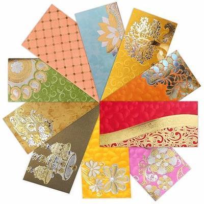 PARTH IMPEX Shagun Gift Envelope (Pack of 10) Assorted Color Designs | Money Holder Fancy Packet for Christmas Diwali Easter Birthday Wedding Anniversary Designer Invitation Envelopes