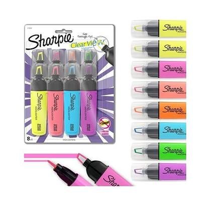Sharpie Clear View Highlighters, See-Through Chisel Tip, Fluorescent Assorted Colors, 8 Count