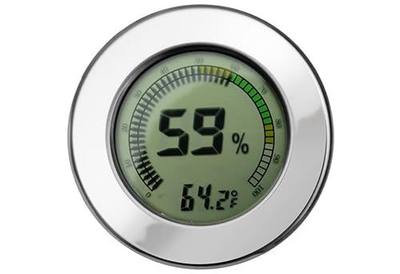 Prestige Import Group - 2.5" Digital Mountable Hygrometer w/Calibration for Cigar Humidors - Color: Silver