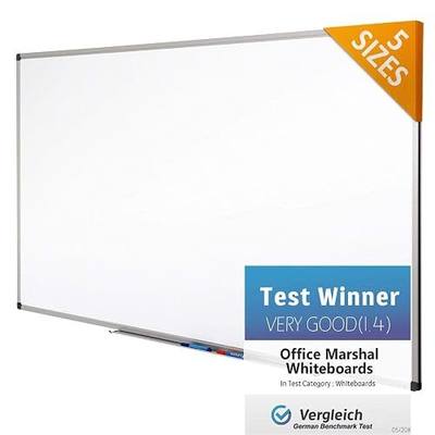 Office Marshal® Professional Magnetic Dry Erase Board | Whiteboard - 36" x 24" - Aluminium Frame & Removable Marker Tray