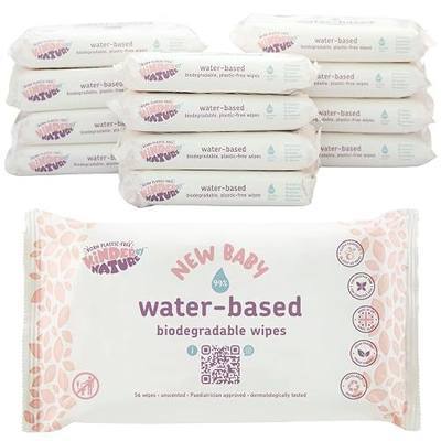 Kinder by Nature Water-Based Baby Wipes - 672 Count (12 packs of 56) -Unscented and Hypoallergenic - 99% water - 100% biodegradable - Plastic-Free Baby Wipes
