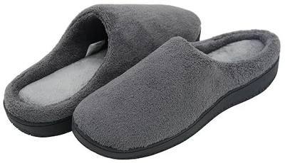 HomeTop Soft Winter Warm Memory Foam Coral Fleece House Slippers for Men – Assorted Styles & Color (13-14 D(M) US, Gray)