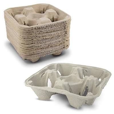 MT Products Pulp Fiber 4 Cup Drink Carrier 8-32 oz. - Drink Holder for Delivery - Pack of 25