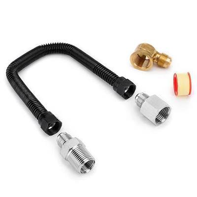 Stanbroil 3/8" X 12" Non-Whistle Flexible Flex Gas Line Connector Kit | for NG or LP Fire Pit and Fireplace