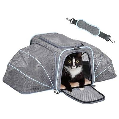 Petsfit Medium Double Expandable Cat Carrier for Cats and Small Dogs | 17 x 11 x 11 in; sized for Delta Air Lines; dual-side expansion, anti-sag frame and safety tether; up to 15 lb.