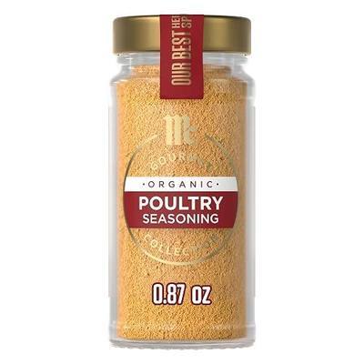 McCormick Gourmet Collection Poultry Seasoning, Organic, Non GMO, Kosher, Our Best Herbs & Spices, Blend of Thyme, Sage & Other Spices, Elevates Roast Chicken, Turkey & Gravy, 0.87 oz